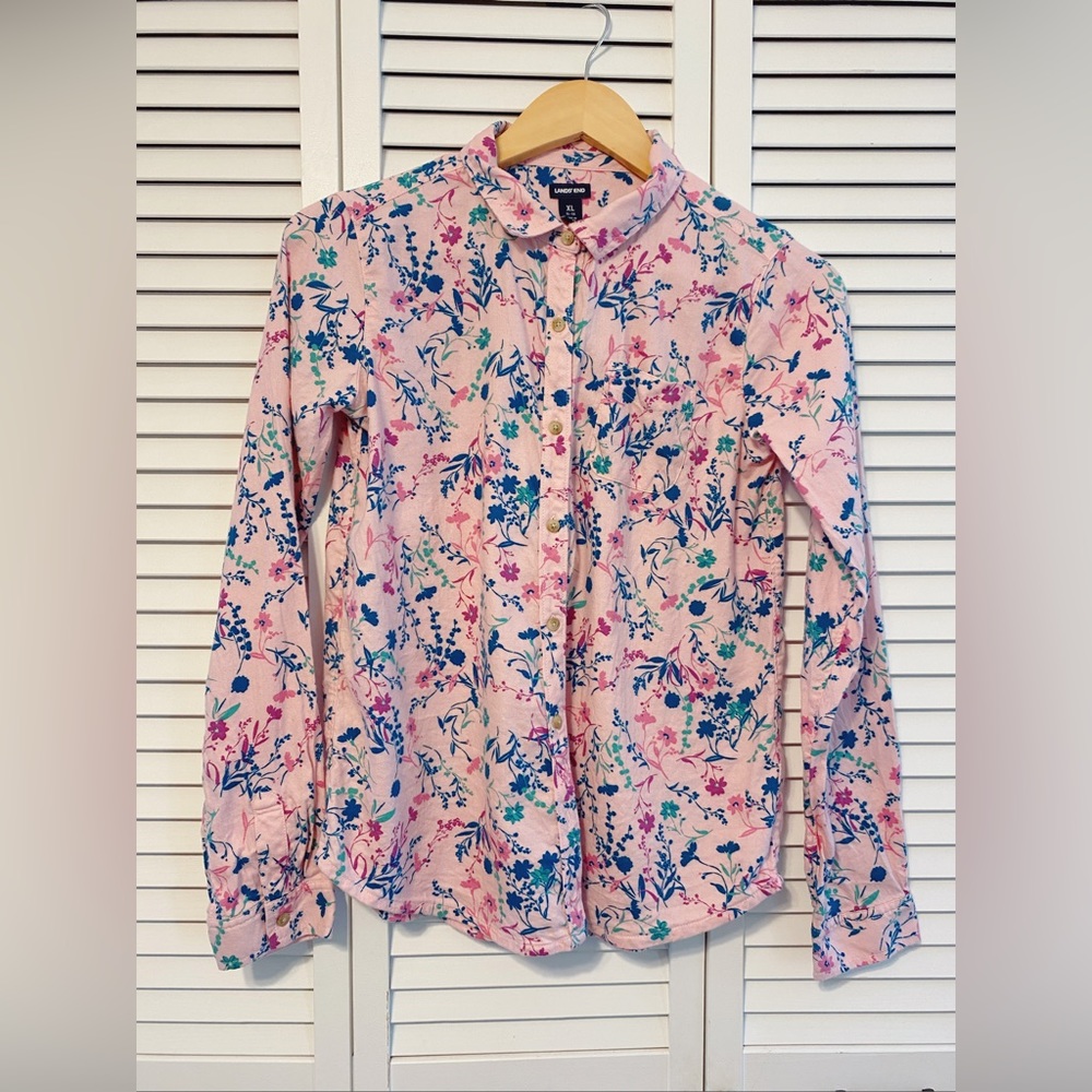 (2) Girls Lands’ End button up shirts.